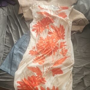 Floral Orange and Cream Dress